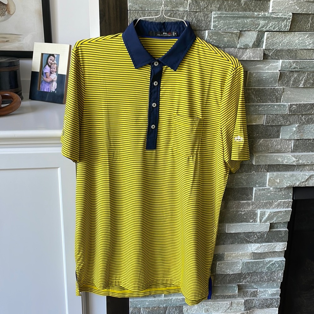 RLX Ralph Lauren Striped Golf Polo w/ 4 button placket and collar, Men’s Med.